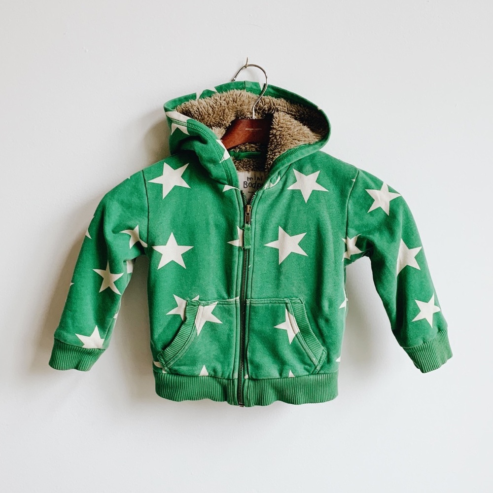 Mini Boden Star Fleece Lined Full Zip Hoodie